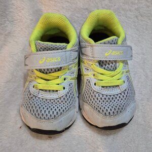 Asics Kids Gel Running Shoes Gray & Neon Green Size K5